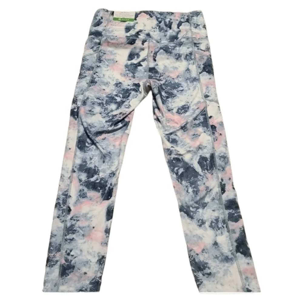 Gaiam Blue, Pink, White High Rise Pocket Capri Leggings Yoga Workout Size XS NWT
